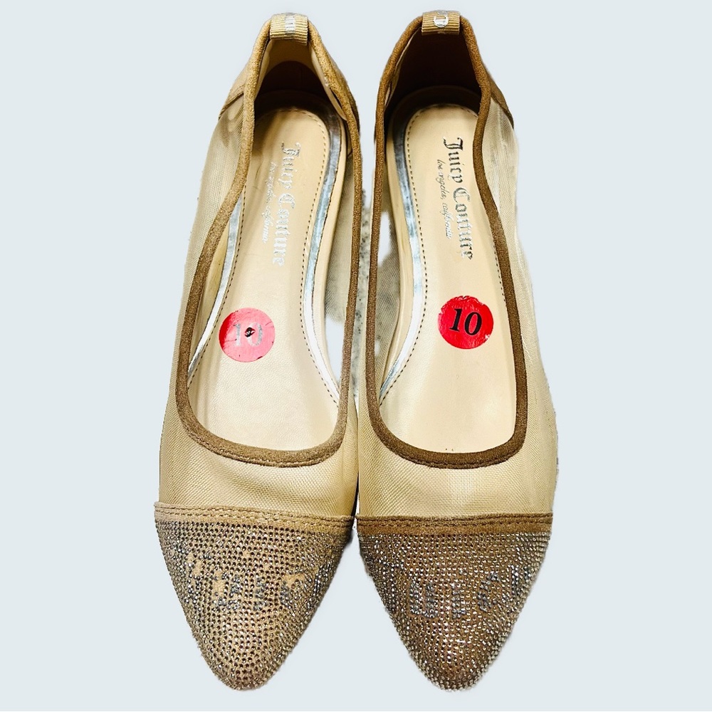 Juicy Couture Penny Champaign Rhinestone Jewel Flat Slip On Shoes